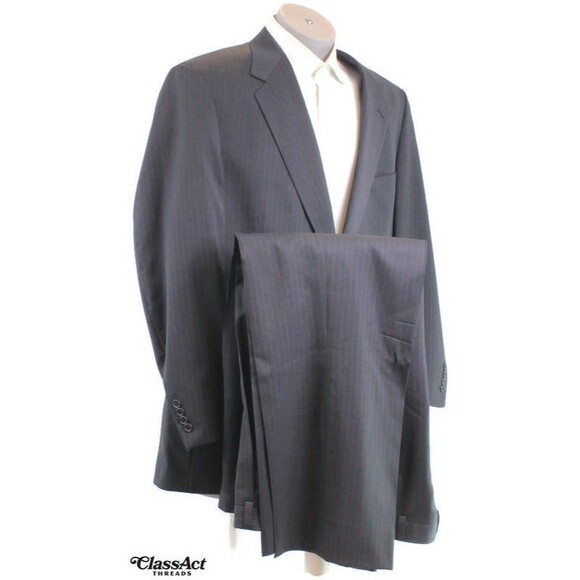 Society Brand Ltd Other - Society Brand Ltd 2 Piece Suit Mens Black Striped 2 Btn 46L Pleated Fronts 40" W